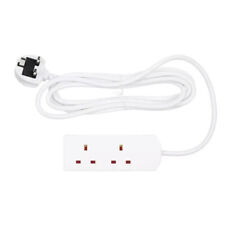 2 Way 2m Mains Extension Lead Gang Power Cable 2 Metre British Approved 13A