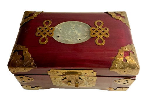 Vintage wood brass chinese - wood, &