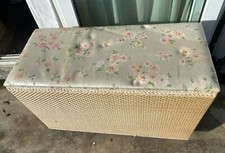 Lloyd Loom Style Blanket Box on wheels with Plastic Upholstered Top
