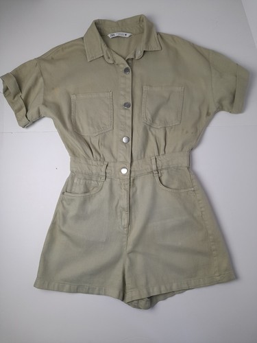 Zara khaki denim playsuit with