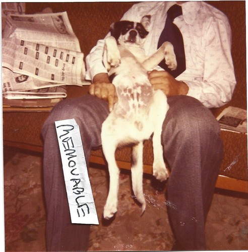 Old colour photo - man, cuddling
