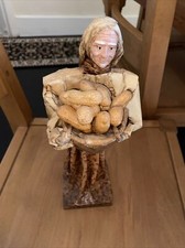 Mexican Paper Mache Figure. Lady Carrying Bag Of Monkey Nuts