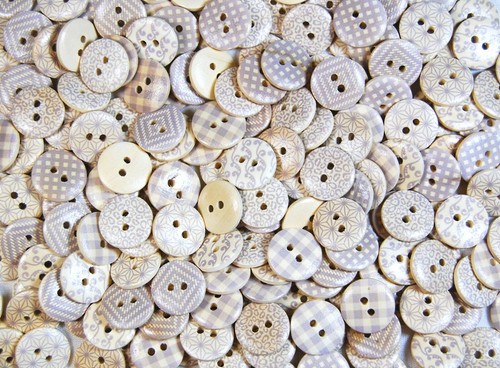 Round wooden buttons multi - -,
