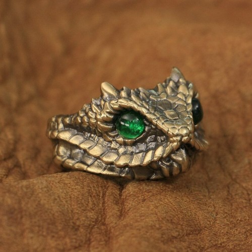 Brass green eyes - brass, cz