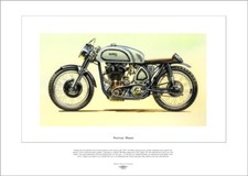 NORTON MANX - Motor Cycle Fine Art Print - 30M 500cc Track racing motorbike 50's