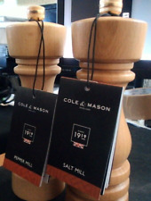 Cole & Mason : London 180mm/7" Natural Beech Salt & Pepper Mills. New-see detail
