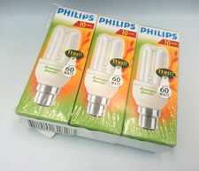 3 x Philips Energy Saver Bulb 11w (60 watt) B22 BC Bayonet longlife Warm White