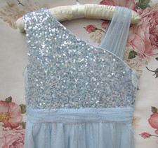 MONSOON Long Blue Sequin Sparkle Bridesmaid Party Occasion Dress 10-11 £50