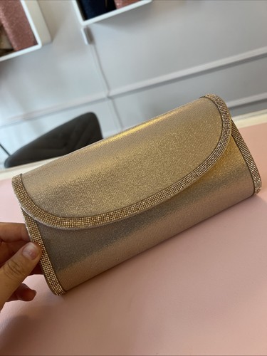 Rose gold and diamante clutch - and,