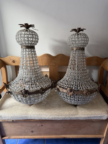 Pair glass gilt brass - pair,