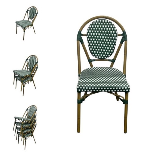 Green rattan bistro - rattan, chairs