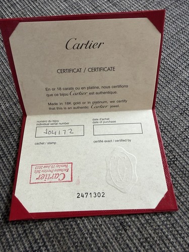 Cartier certificate 18k gold - cartier,