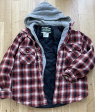 Field & Stream Red Lumberjack Jacket W/Quilted Lining & Grey Jersey Hood Medium