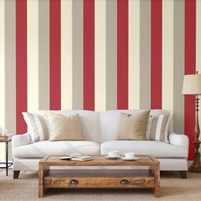 3 COLOUR STRIPED TEXTURED DESIGNER WALLPAPER RED COFFEE CREAM E40910 NEW