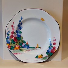 Crown Staffordshire Hollyhock Floral Octagonal Dessert Salad Plate 5" - READ