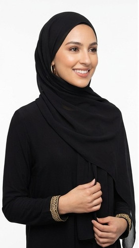 Black chiffon hijab scarf - black,