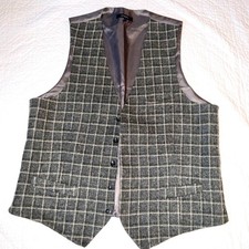 Mens VEST gray plaid mens size