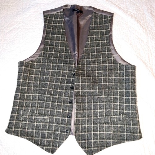 Mens vest gray plaid - mens, size
