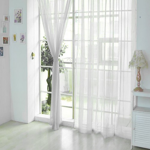 Solid white voile curtain - voile,