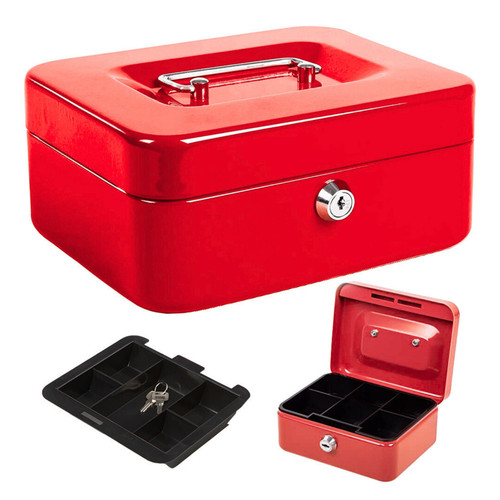 Money box tin metal - 8", cash