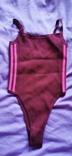 Purple and pink strip Ivy Park  adidas bodysuit acrylic and cotton high leg