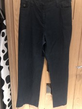 Ladies  black linen Per Una Trousers Size 16r T779