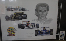 Tribute to Ayrton Senna art poster Signed by Stuart McIntyre Formula 1 FI - 1995