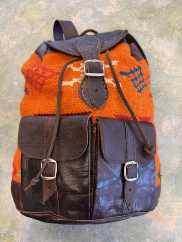 Moroccan leather backpack - moroccan,