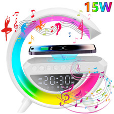 24CM LED Smart G Lamp Bluetooth Speaker Wireless Charger RGB Clock Night Light