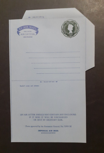 Qeii postal stationery air - 9d,