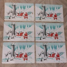 True Vintage 1960s Christmas Paper Placemats, Tray Cloth Table Covers Table Decs