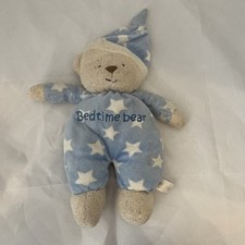 Mothercare Bedtime Bear Blue White Stars Teddy Comforter Soft Toy Plush