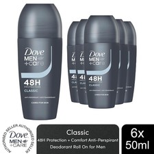 Dove Men+Care Roll On Classic AntiPerspirant Deodorant 48H Protection, 6x50ml