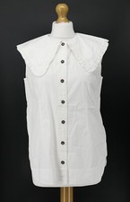 GANNI COTTON POPLIN EXAGGERATED COLLAR WOMENS SLEEVELESS SHIRT WHITE RRP £98 BR