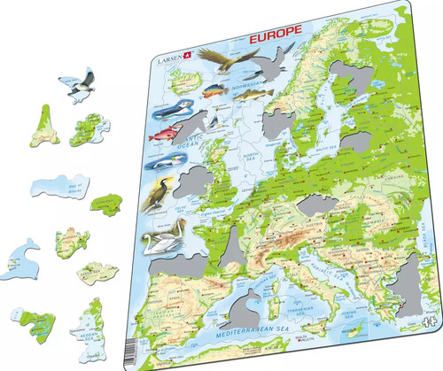 Map europe with animals - map,