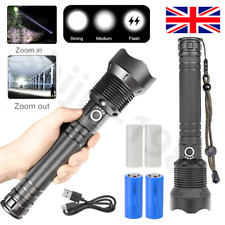 High Powered 26000000LM LED Flashlight Super Bright Torch USB Rechargeable Lamp