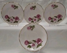 4x Replacement, Royal Vale, Pink Roses Saucers, c1960s