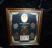 " Memories Of A Queen "  Framed Coin & Stamp Collection - George V1 & Elizabeth