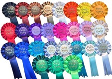 Pack of 10, 12 or 15 Rosettes Well Done, Pony Party  All Colours