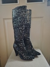 Primark Sequinned Knee-Length Boots Size 5