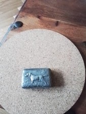 Pewter Snuff Box Vintage Hunting Dog Scene Made In England