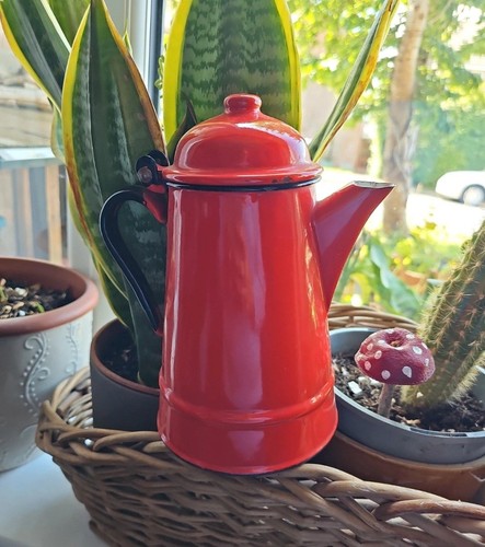 Vintage red enamel jug - vintage,