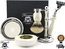 Vintage Shaving Kit Set Badger Brush, Razor, Soap Bowl Stand Beard Shave For Men