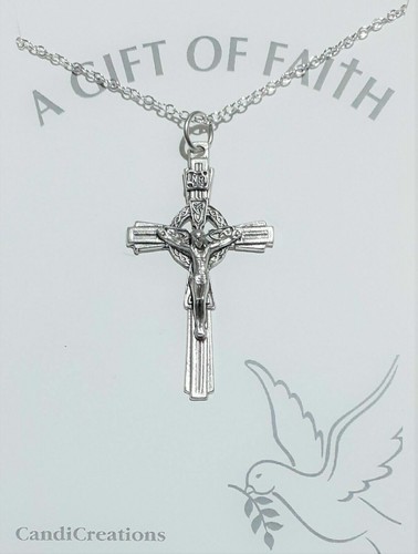 Silver celtic 43mm crucifix - silver,