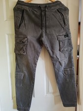 Men's Hollister Cargo Joggers Size XS Grey Good Condition Zip Pockets Drawstring