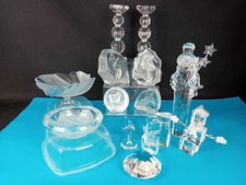 Collection Of Clear Glass Resin And Crystal Items Snowman Dolphin Ornamental