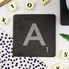 Individual Scrabble Letter Tile Slate Coasters Gift Present Alphabet Names Heart