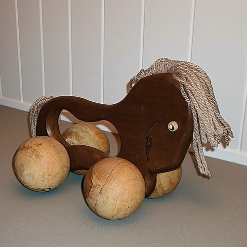 Vintage wooden rolling horse - vintage,