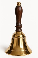 Solid Brass Wooden Handle School Dinner Hand Bell Handbell 16cm Reception Bell