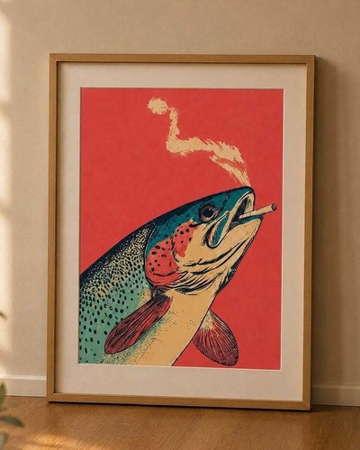Framed smoked salmon print - framed,